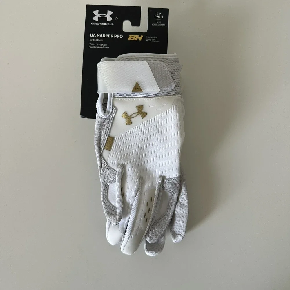 Under Armour Harper Pro‎ 21 Batting Gloves Premium Elite Men's WHITE Small NWT